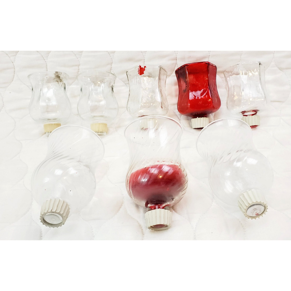 Vintage Candle Holders Lot of 8 Adult's Home Decor Clear & Red Collectible